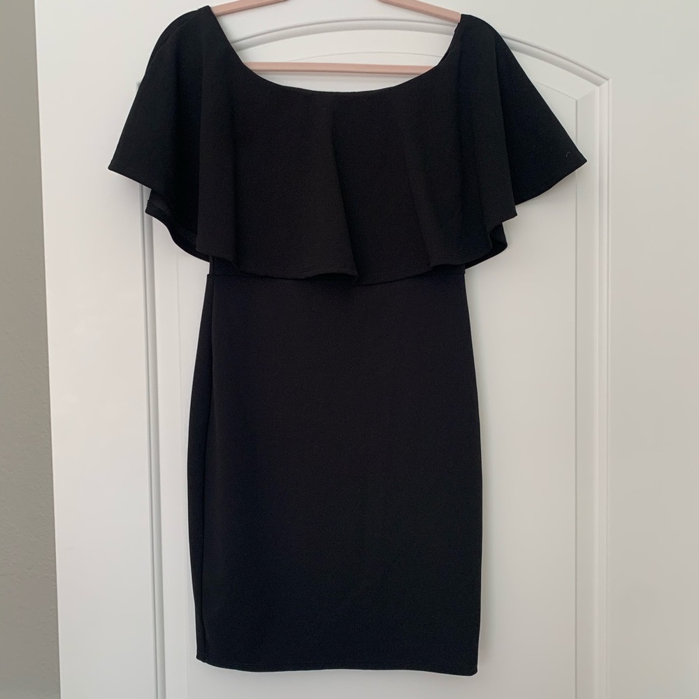 Off the Shoulder Ruffle Little Black Dress M